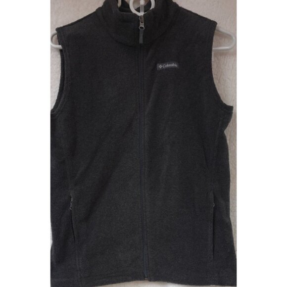 Columbia Mens Large Dark Gray Full Zip Fleece Sleeveless Outdoor Hiking Vest - Picture 1 of 10
